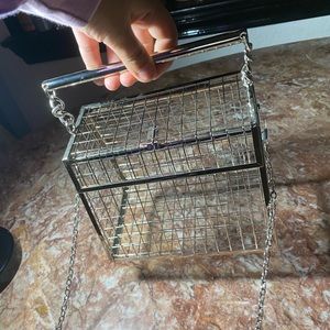 Silver cage purse